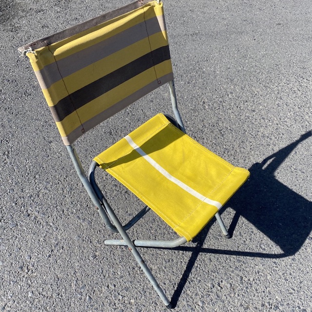 STOOL, Camp - Folding (with back) Yellow Grey Stripe